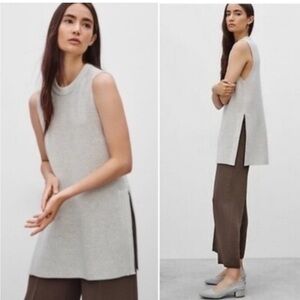 Aritzia Wilfred White Palmier Sleeveless White Sweater